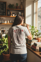 Coffee Break Shirt grau Detail – Bio-Baumwolle Katzenmotiv