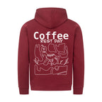 Cozy Coffee Hoodie burgunder Rückansicht – Coffee Rest Day Katzen Print