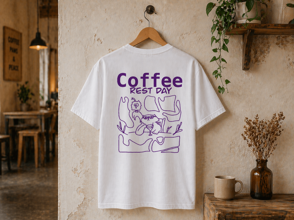 Slow Morning Shirt Rückansicht – Handgezeichnetes Katzenmotiv