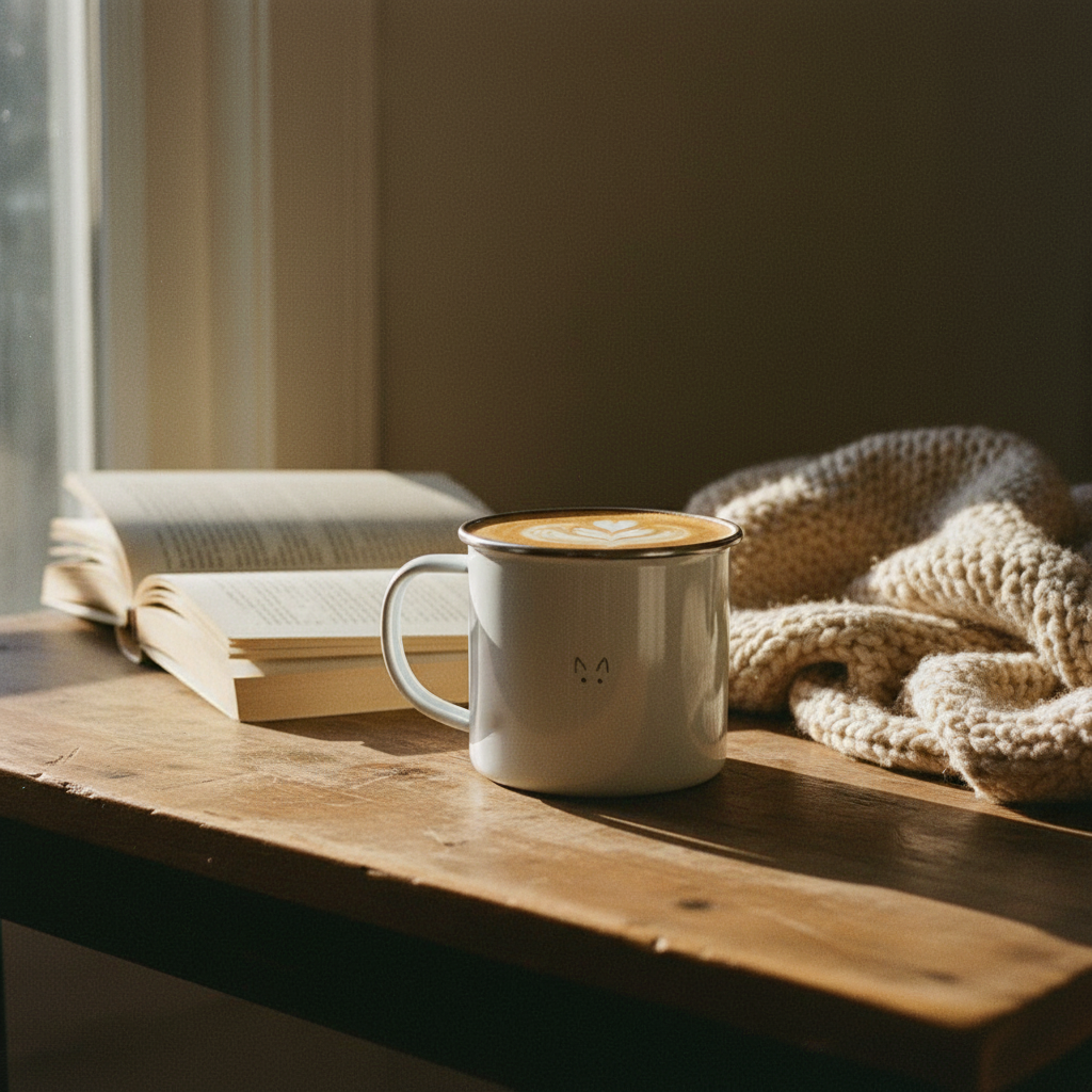 Emaille-Tasse Cappuccino cozy