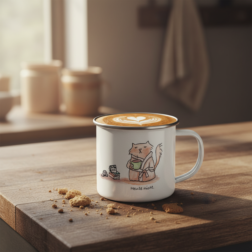 Enamel Mug Cappuccino Heart