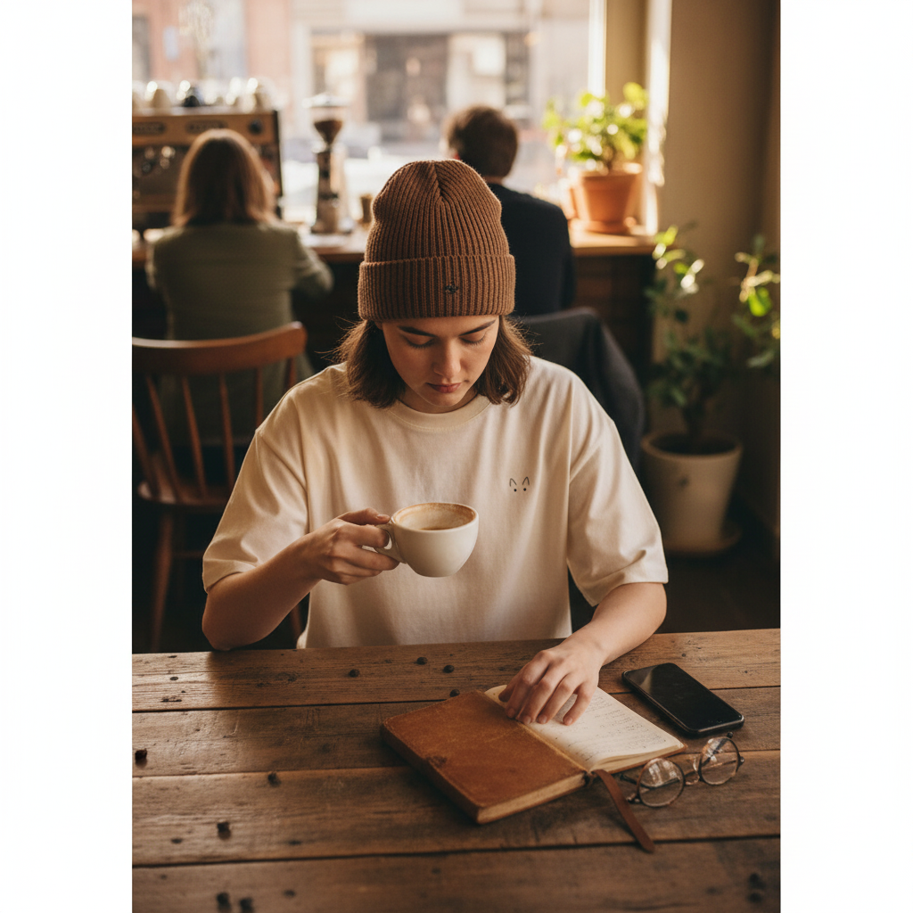 Natural Raw im Café von oben
