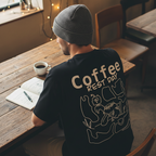 Off Duty Shirt schwarz Café Rückansicht – Lifestyle Katzen Shirt
